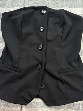 Anthropologie Black Strapless Button-Front Bustier vest